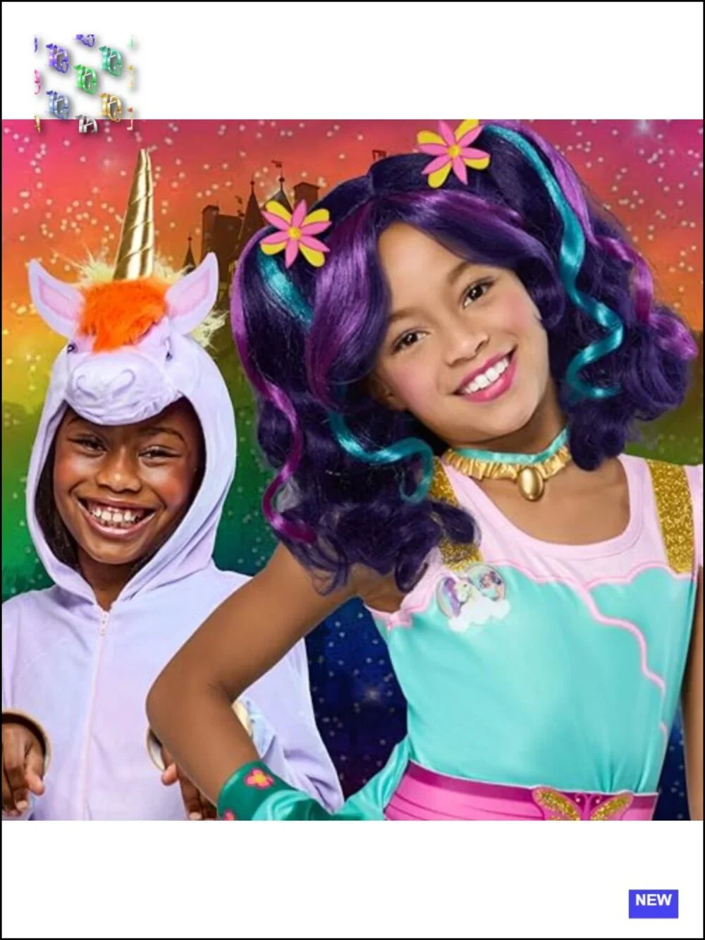 Kids Unicorn Academy Costume Dress Belt Leggings Gloves Necklace Hair Clips